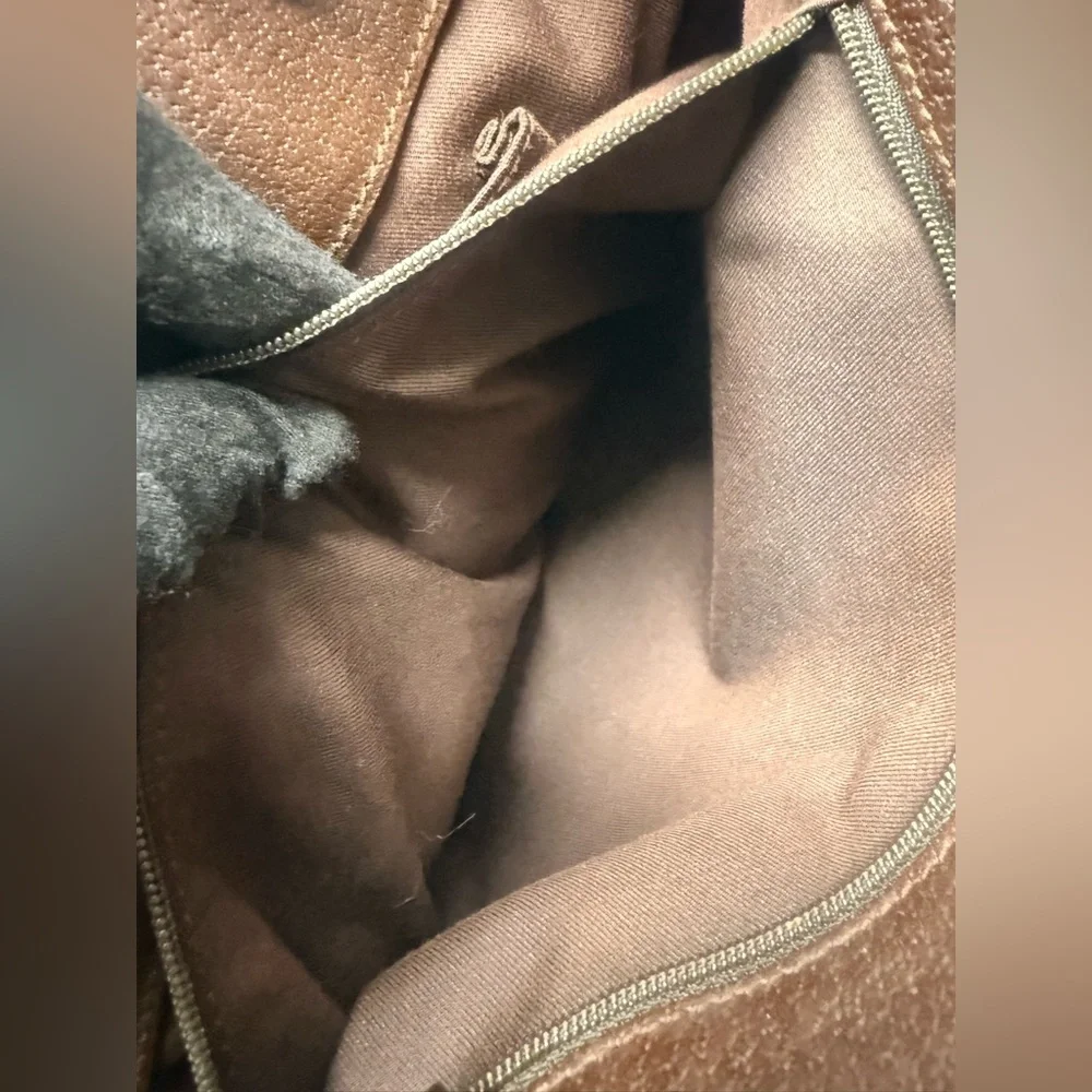 GUCCI-120836 002058 Beige Monogram Canvas Tote with Brown Leather Handle - Picture 3 of 14